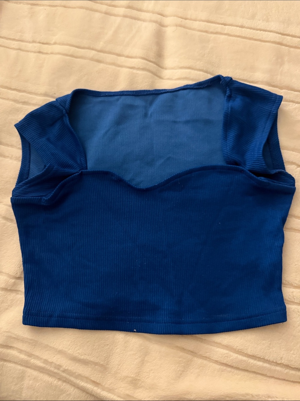 Women’s Blue Ribbed Cropped Tank Top